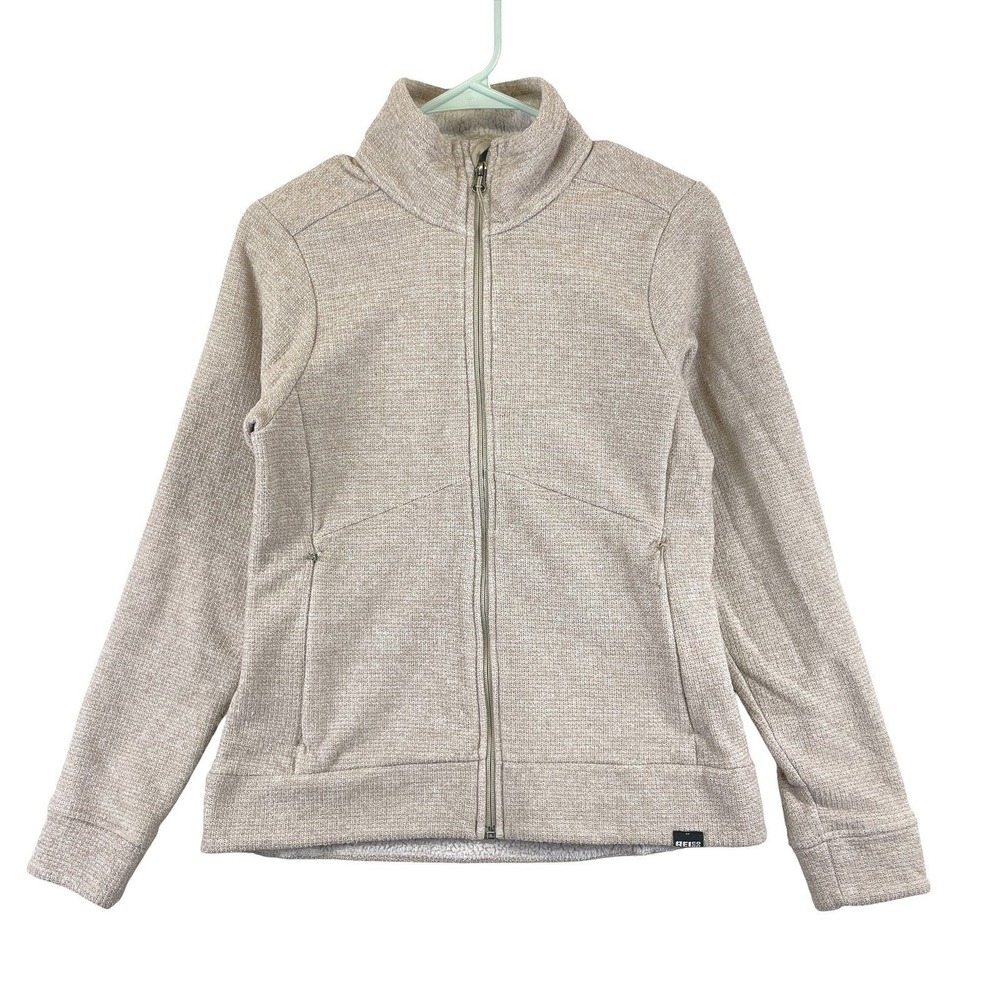 REI Co-op Full Zip Fleece Jacket Womens S Beige Sherpa Lined Gorpcore Cozy